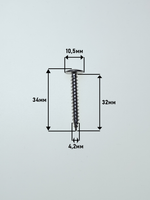 4,2х32 Саморез нерж. А2-70 с прессшайбой острый (40 шт.)