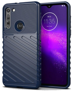 Чехол темно-синего цвета на Motorola G8, противоударный, серия Onyx от Caseport