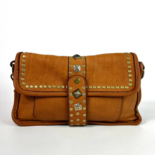 Женская сумка-клатч из натуральной кожи цвета whisky