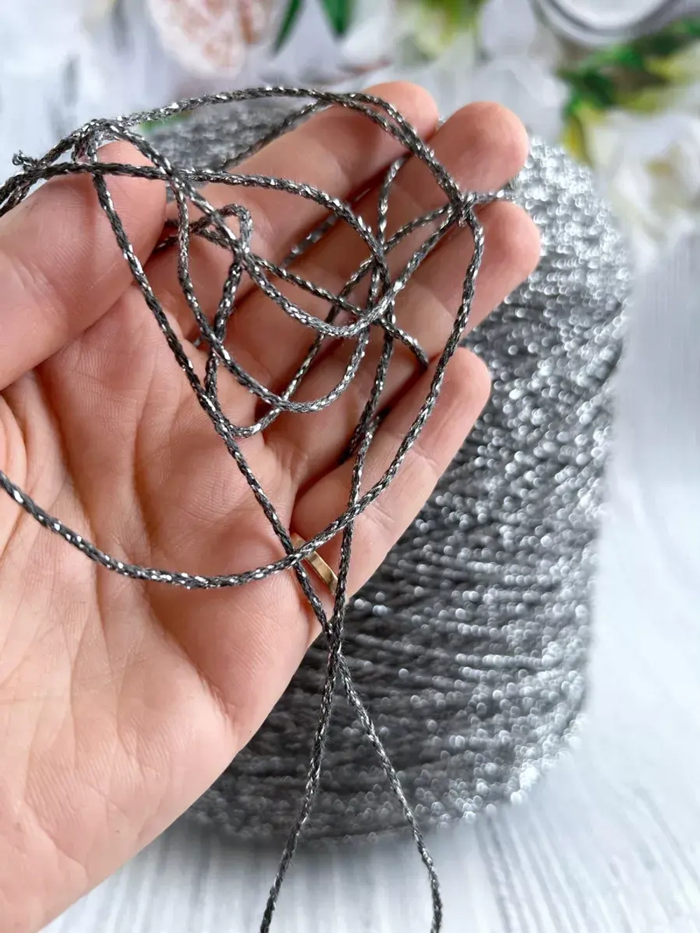 Пряжа хлопковая с люрексом