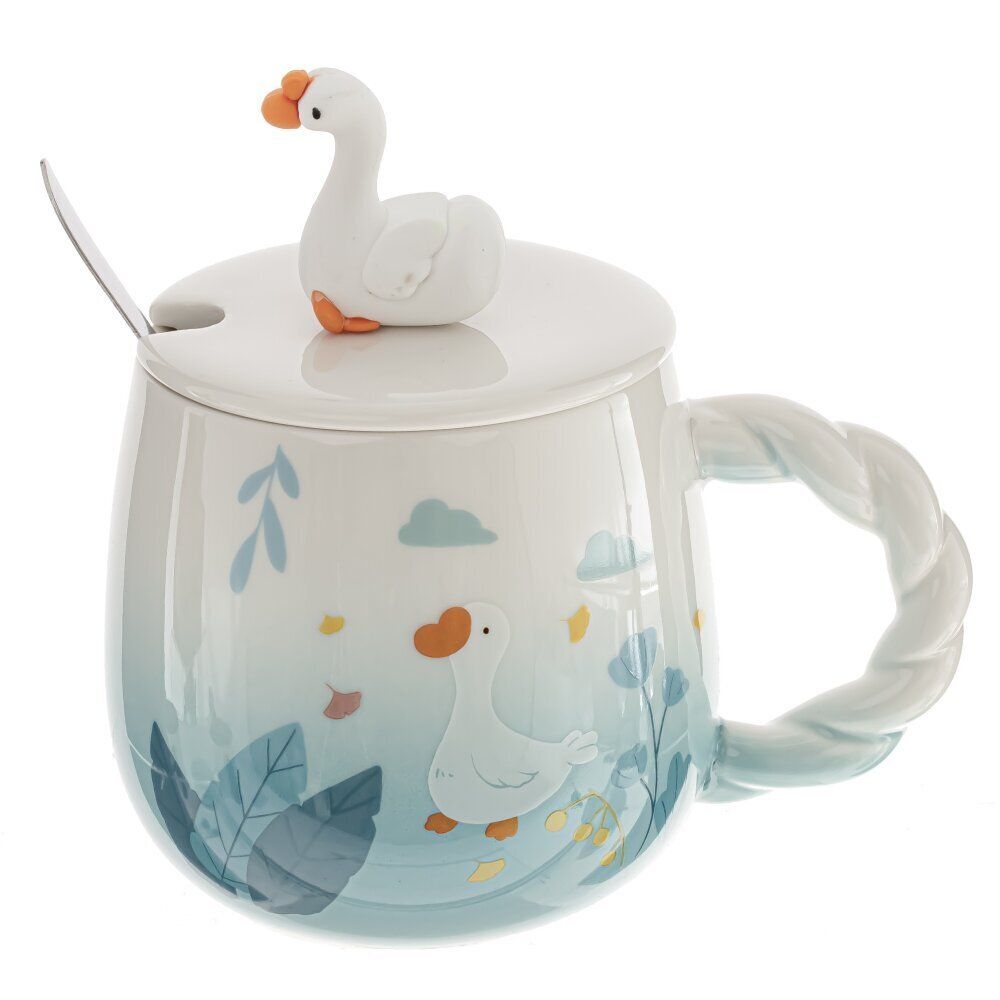 GAEM Кружка с крышкой и ложкой, 450 мл, L8 W8 H9 см