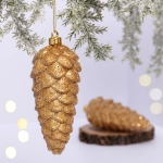 Ёлочные игрушки VERSAILLES «Снежные шишки» 14*6 см (набор 2 шт), Розовое золото