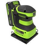 Плоская шлифмашина акк. Greenworks G24SS14, 24V, 115x140мм, 5500 об/мин, ампл. 1,6 мм,1х2Ач,ЗУ,кор (3100507CUA)