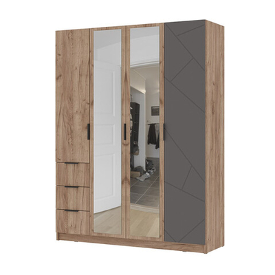 Орегон ШК 04 Шкаф 4х-створчатый МДФ Асфальт супермат