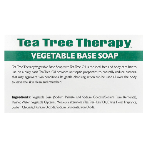 Tea Tree Therapy, Мыло на растительной основе, с маслом чайного дерева, брусок 110 г (3,9 унции)