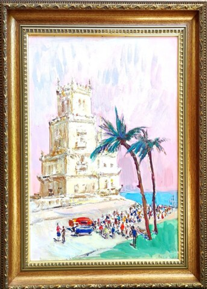 Картина Цветковой В.П. "Сторожевая башня" бумага/акрил 56х42