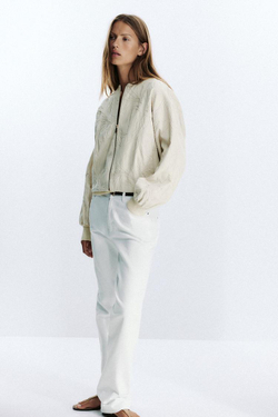 ZARA КУРТКА С ВЫШИВКОЙ, ЭКРЮ