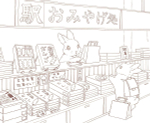 Rabbits and Nostalgic Japanese Scenery. Coloring Book