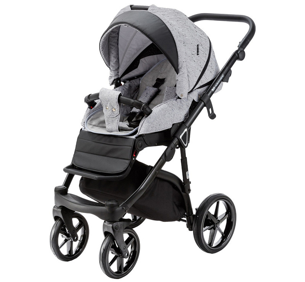 Детская коляска Adamex Bibione 2 в 1 BI-PS12A (СВ.СЕР.БЕРЕЗКА+ЧЕРН. КОЖА)