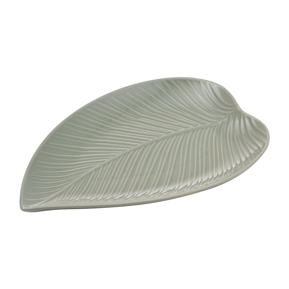 Блюдо сервировочное in the forest leaf, 20,5х31,5 см, серо-зеленое