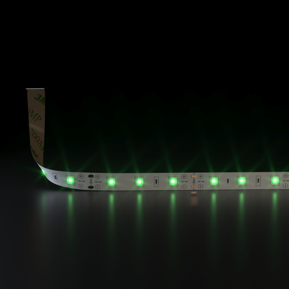 Светодиодная лента 12 В 4,8 Вт/м 60 Led/м 2835 IP20, зеленый, 5 м Лента светодиодная 12V 4,8W 60Led 2835 IP20 зеленый, 5м