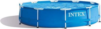 Каркасный бассейн 305х76 см Intex 28200, круглый семейный бассейн для дачи Metal Frame 4485 л