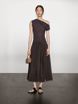 Massimo Dutti Топ асимметричного кроя из 100% хлопка, коричневый