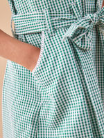 Платье школьное с поясом и резинка для волос в комплекте для девочки Next T40-875, Зеленый, Белый