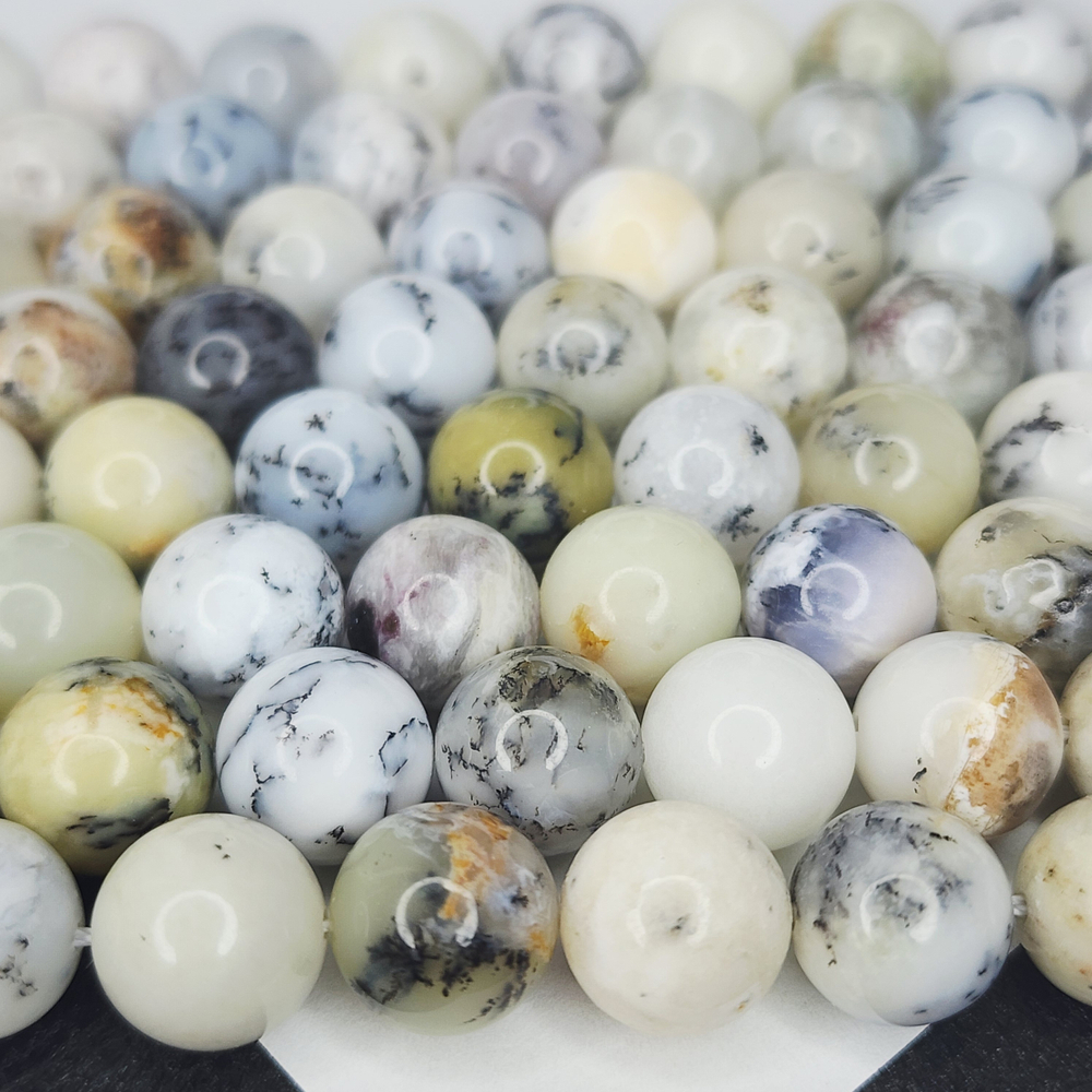 Дендроопал (дендритовый опал), бусина гладкий шар, р-р 11.6 - 12мм