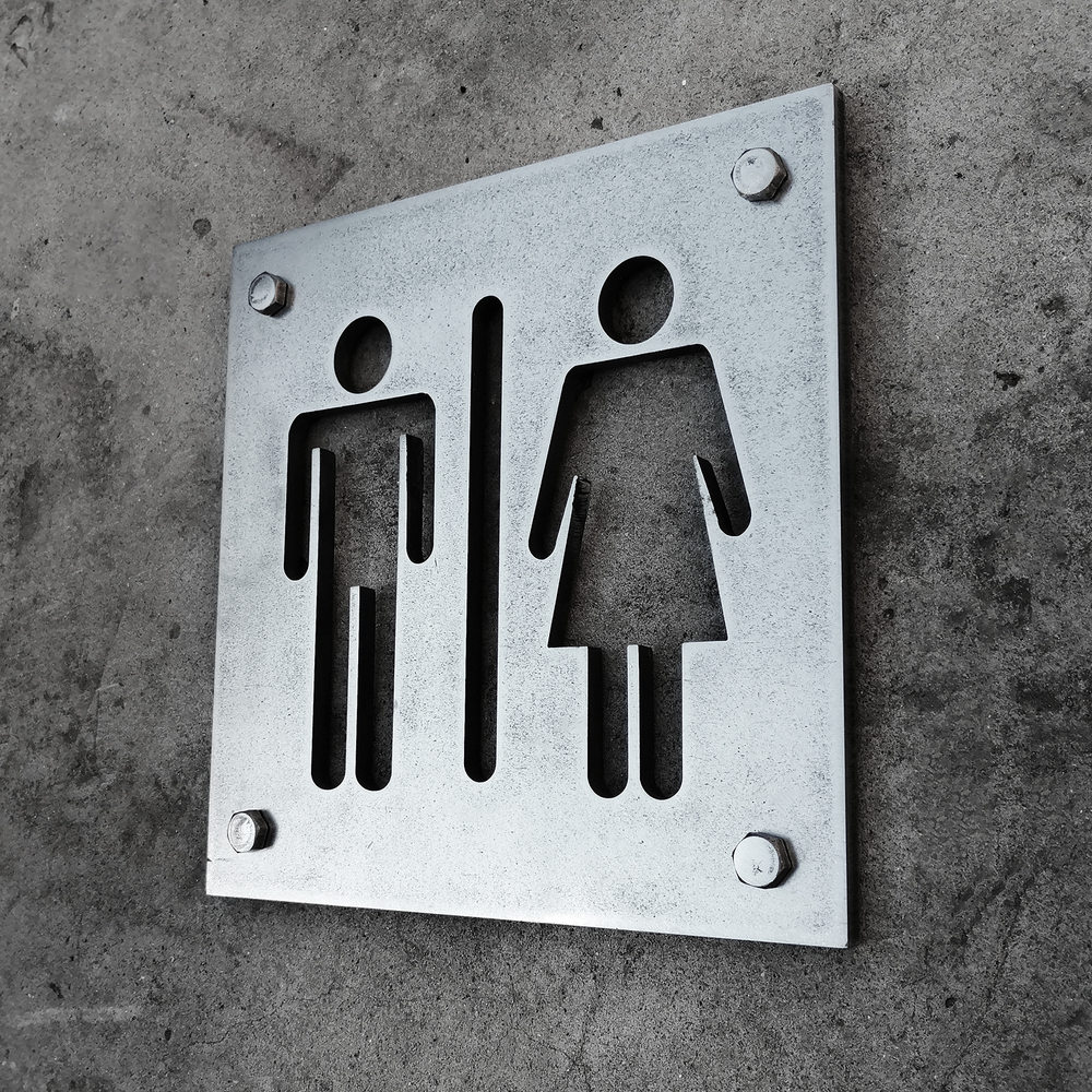 Стальная табличка в стиле лофт мужской/женский туалет