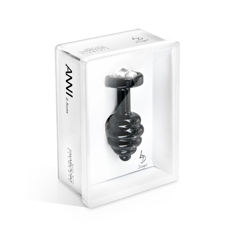 Большой чёрный винтовой плаг ANNI Ano black T2 - 7,5 см. (Цвет: черный)