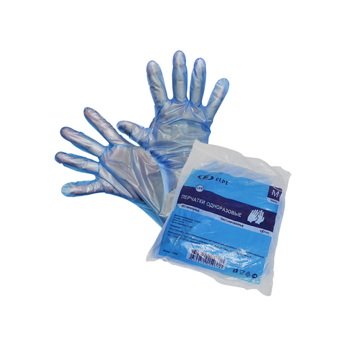 Перчатка эластомер СРЕ M синяя 100 шт/50