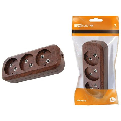 Корпус удлинителя 3 гн, 2пол, б/з, 10 А, 250 В, бук, TDM, Эко, SQ1806-0061