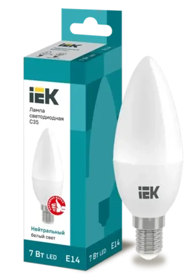 Лампа светодиодная C35 свеча 7Вт 230В 4000К E14 IEK