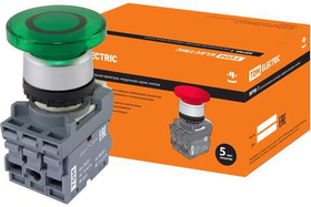 Кнопка "Грибок" МРМ1-11G(LED) в сборе, d40мм/220B, 1з+1р, зеленая  TDM SQ0747-0031