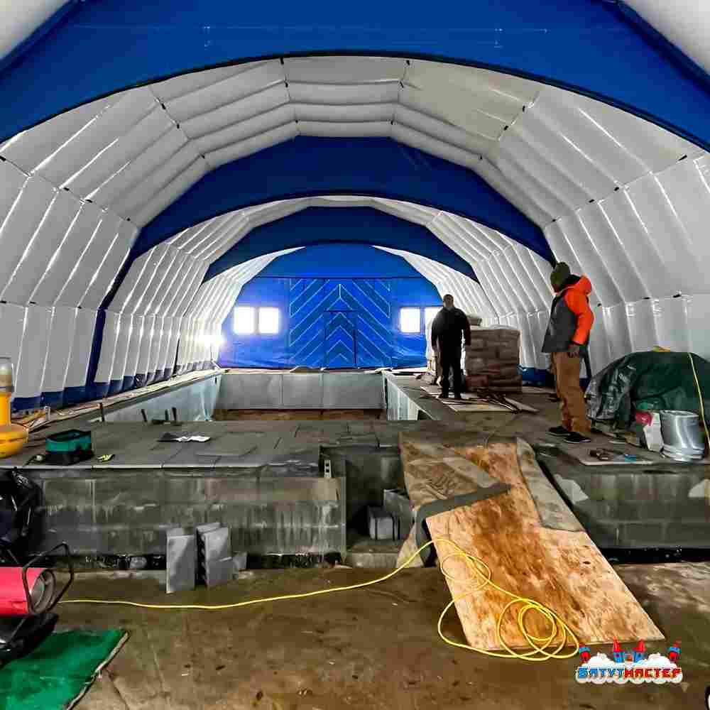 Пневмокаркасный ангар «Рубеж 2» 15×8×4 м — из ПВХ для ремонта и хранения техники