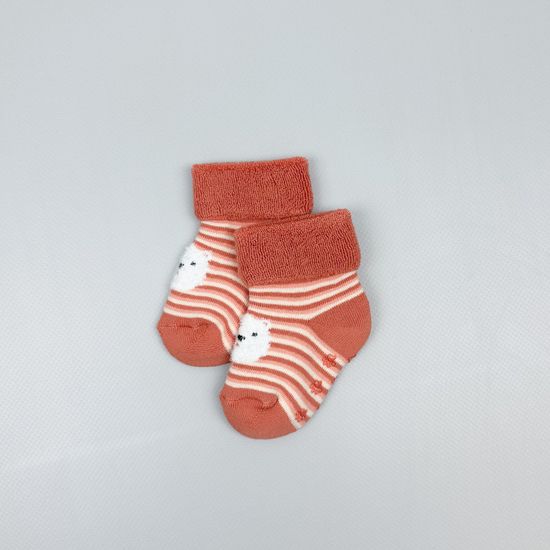 Носочки махровые со стоперами, Темный коралл