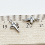 Подвеска Звезда, цвет серебро (родий), фианит, размер 13*8 мм, цена за 1 шт