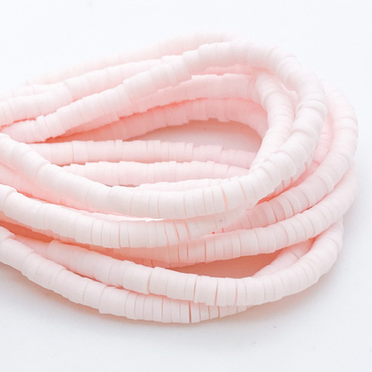 Бусина-диск, цвет светло-розовый, размер 4 мм, цена за нить 40 см