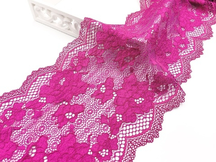 Эластичное кружево, 21см, фуксия, (Артикул: EK-1015P), м