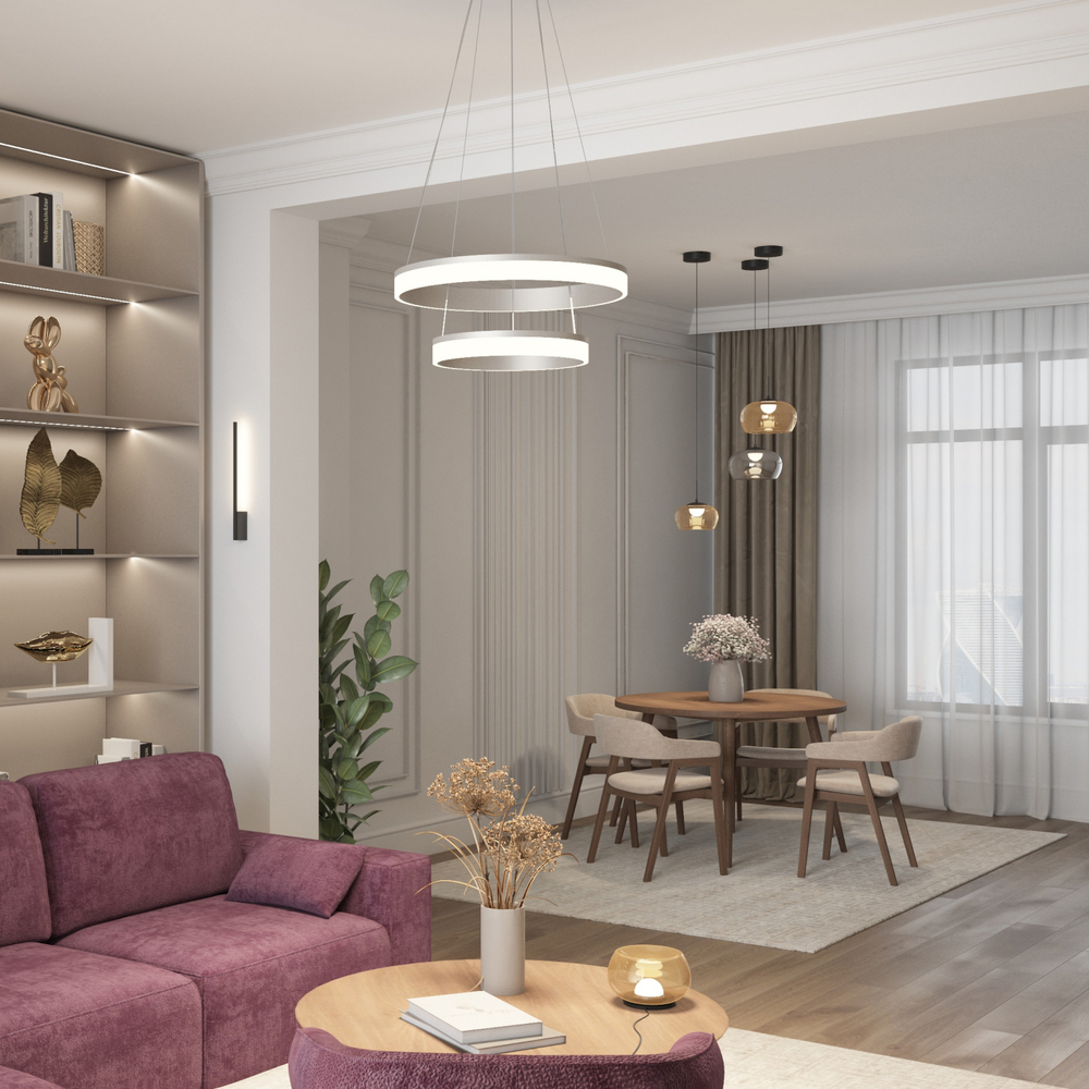 Настольная лампа FLOA, 8 Вт, 3000К, ?220 мм, металл, стекло, черный, янтарный