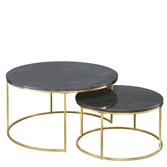 Набор столиков журнальных Hans, Ø60 см и Ø80 см, черный мрамор