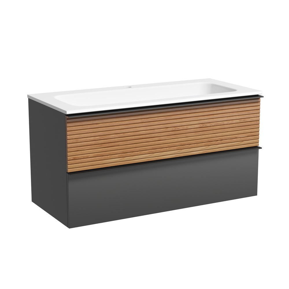 Тумба подвесная Sancos Delta, Дуб красный/графит 995х445х500, под раковину