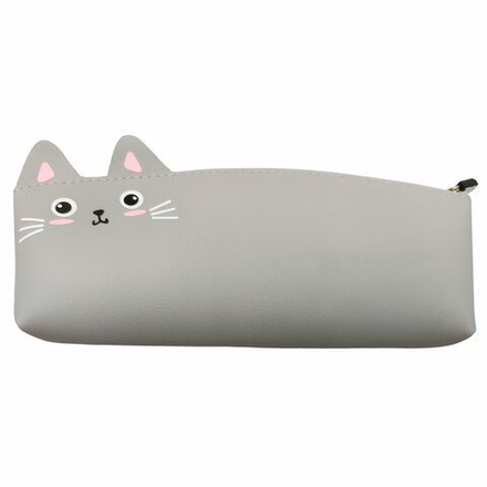 Пенал ЮНЛАНДИЯ ЮНИОР, 1 отделение, искусственная кожа, "Gray kitty", 20х9х7 см, 273819