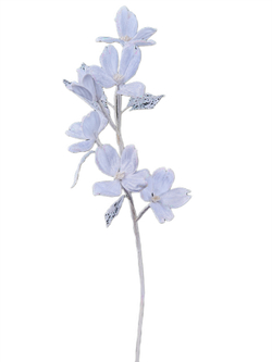 Веточка с листьями кизила 61см ChristmasDeLuxe белая