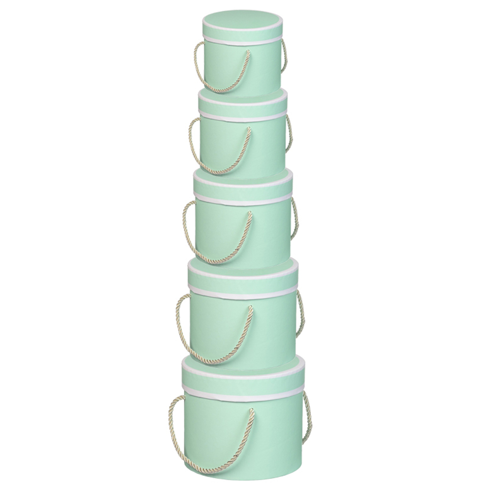 Подарочная коробка Basir 5 в 1, круглые с крышкой, размер 25*25/23*23/21*20/18*17/14*13 см (диаметр*высота), ассорти