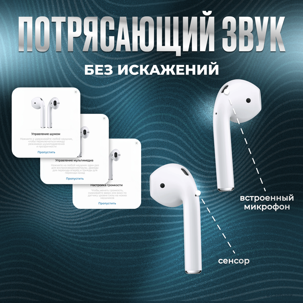 Наушники беспроводные / AIR 2 для iOS / Android / Bluetooth 5.0 / беспроводные блютуз наушники / tws для android / Ios