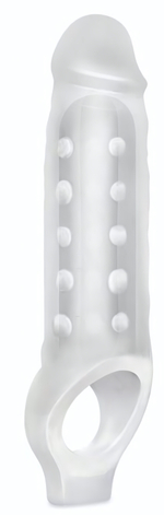 Прозрачная текстурированная насадка Mighty Extender - 13 см. (Цвет: прозрачный)