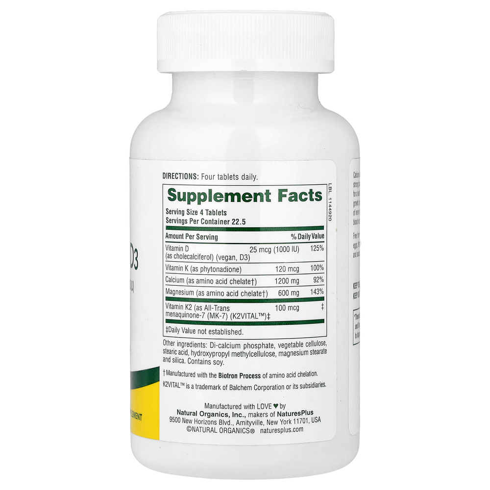 NaturesPlus, Cal / Mag / Vit D3 с витамином K2`` 90 таблеток
