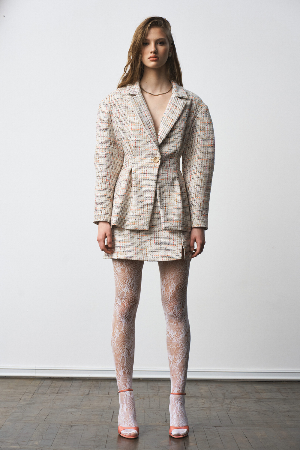 Костюм юбочный 1307 рогожка