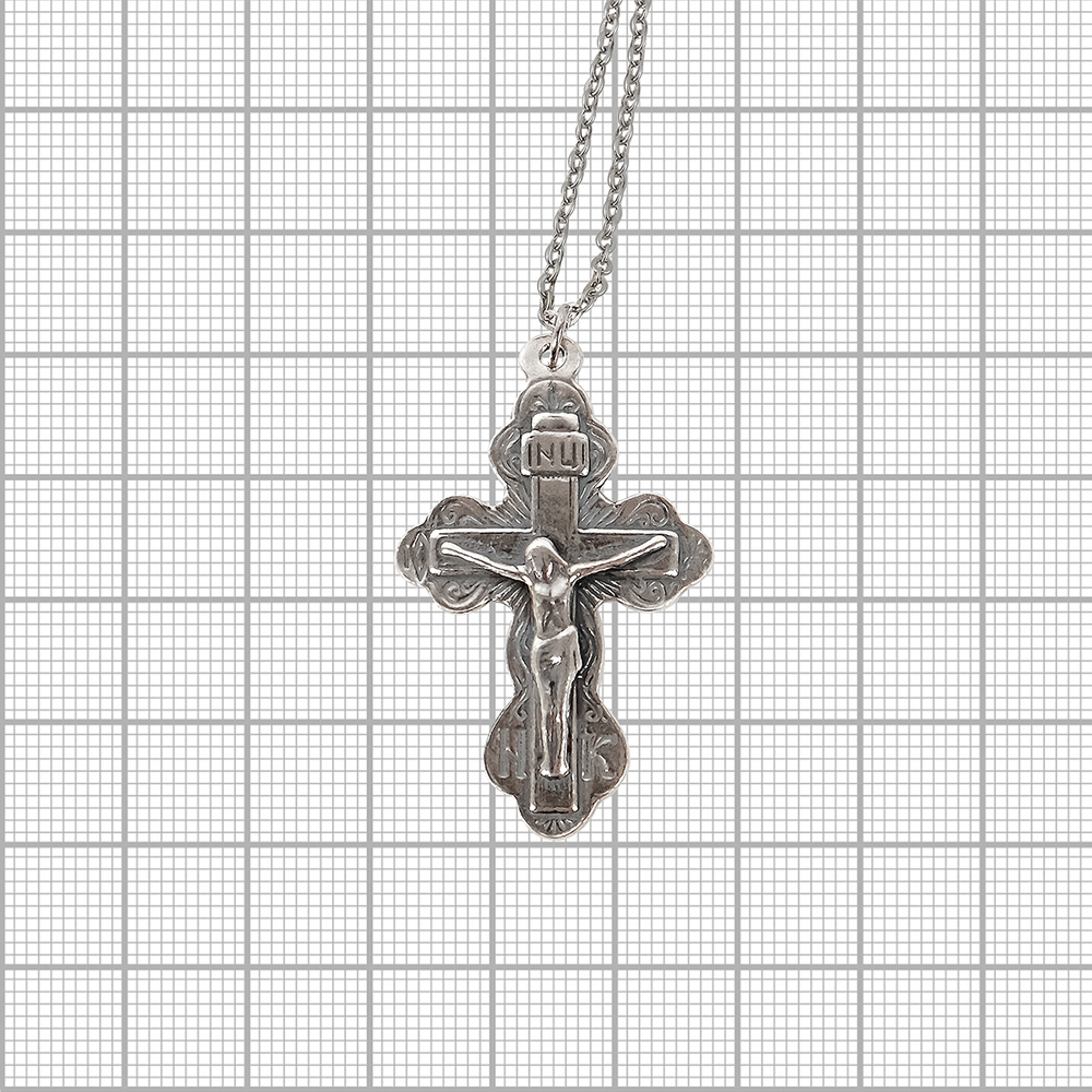 "Кулон Крест арт935" подвеска в серебряном покрытии из коллекции "Религиозные украшения " от Jenavi с замком карабин