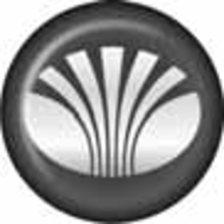 Наклейки  на колпаки D-6см - "Daewoo" (объемная) голографическая (черный фон) (кт4шт) 02154