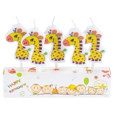 Свечи для торта на пиках. Забавные жирафы, 5 шт.