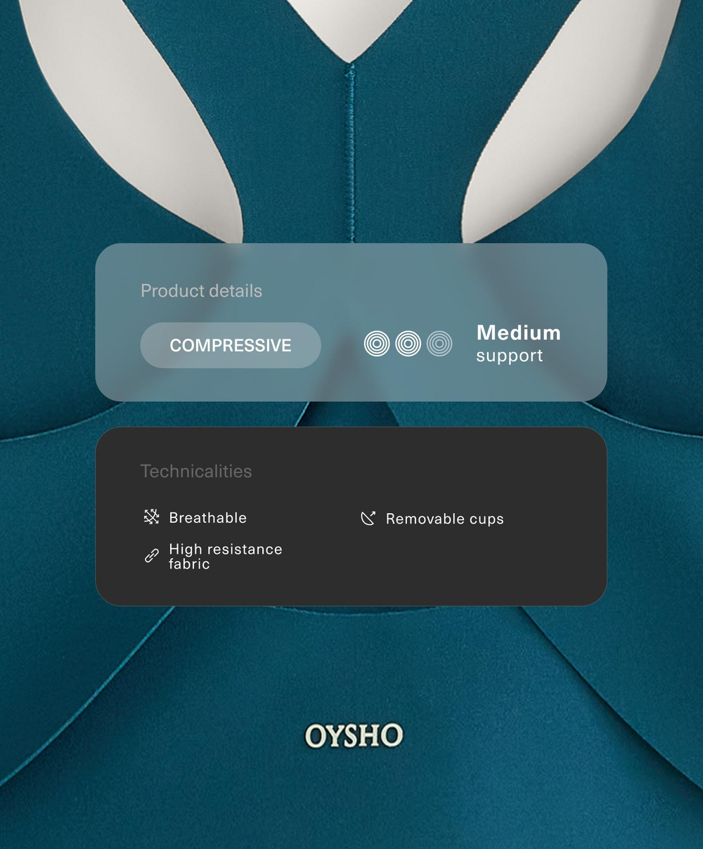 OYSHO Спортивный бюстгальтер, сине-зеленый