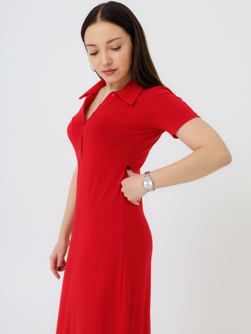 Платье-поло Вискоза, красное