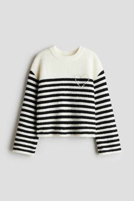 H&M Свитер с вышивкой, белый