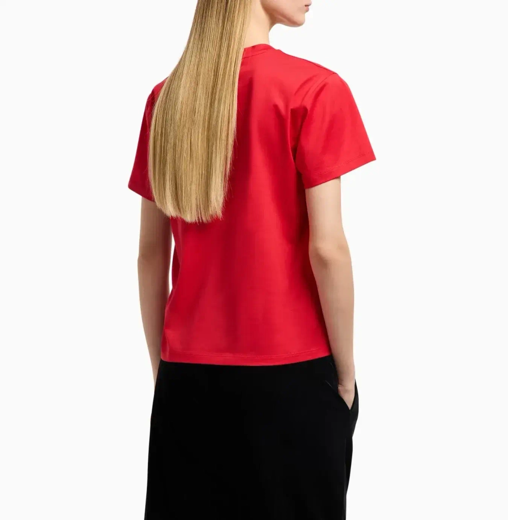 Футболка с вышивкой Lunar New Year из мерсеризованного трикотажа от Armani