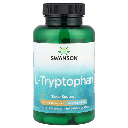 Swanson Vitamins, L-триптофан, 500 мг, 90 растительных капсул