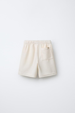 ZARA ШОРТЫ-БЕРМУДЫ В СТИЛЕ РУСТИК, ЭКРЮ