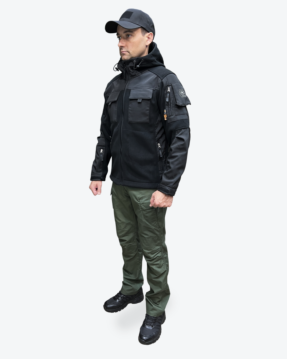 Флисовая кофта с капюшоном, Черный